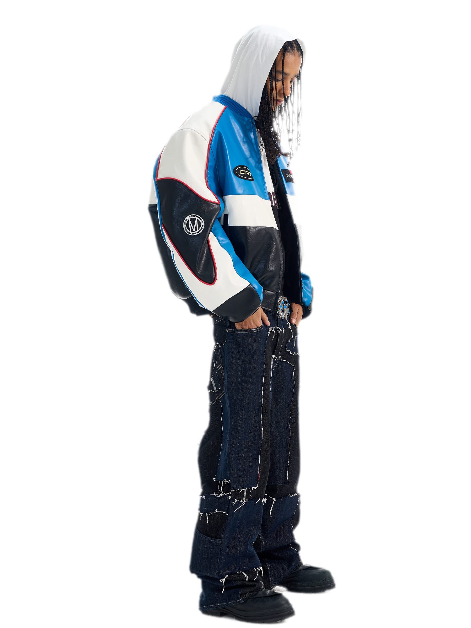 Contrast Embroidered Oversized Jacket