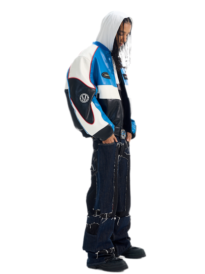 Contrast Embroidered Oversized Jacket