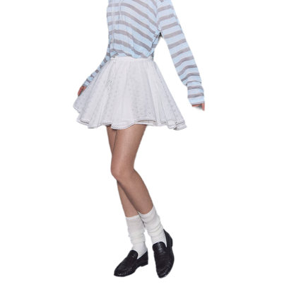 Eyelet Embroidered Lace Mini Skirt