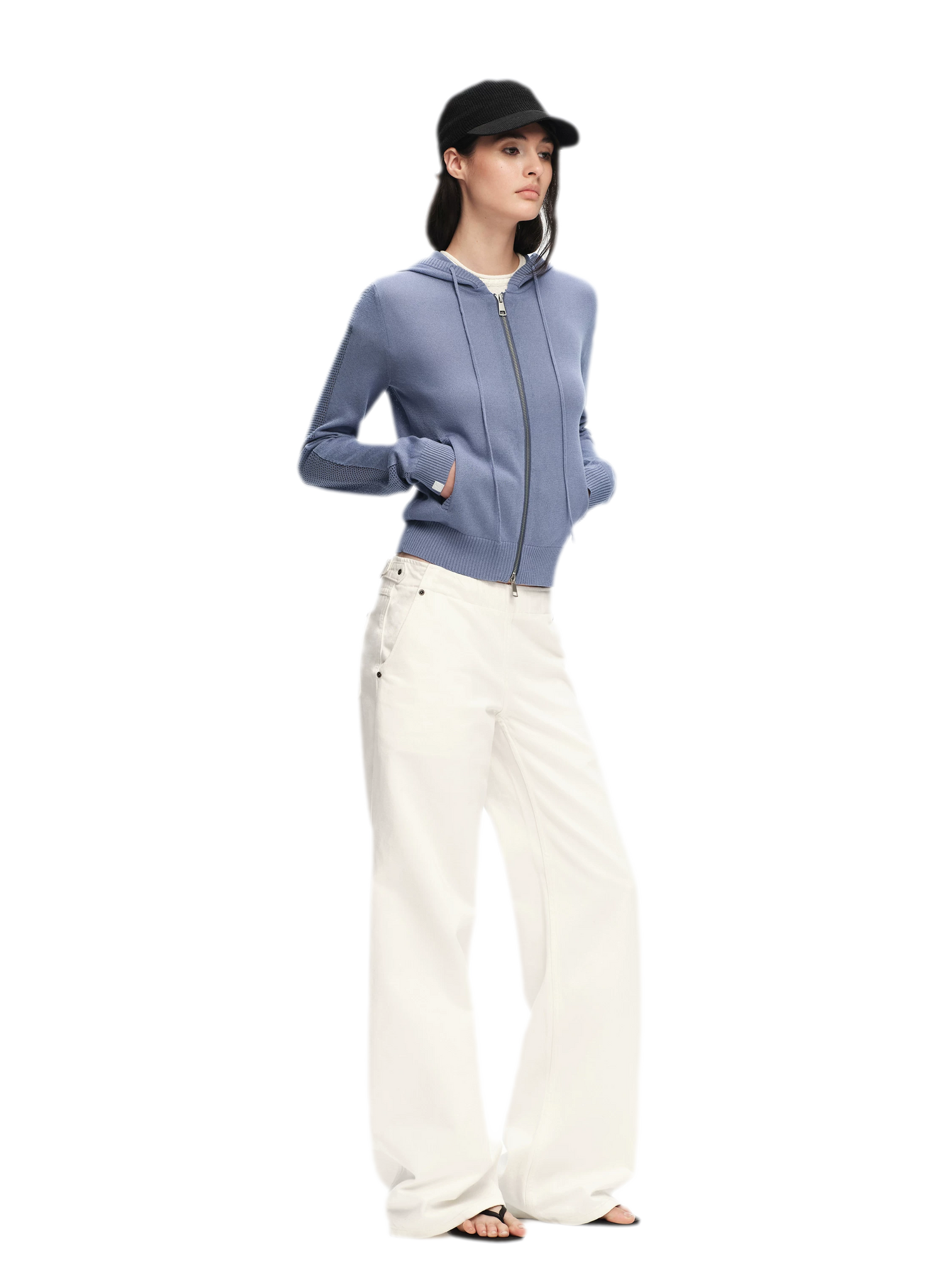 Viscose Honeycomb Hooded Cardigan