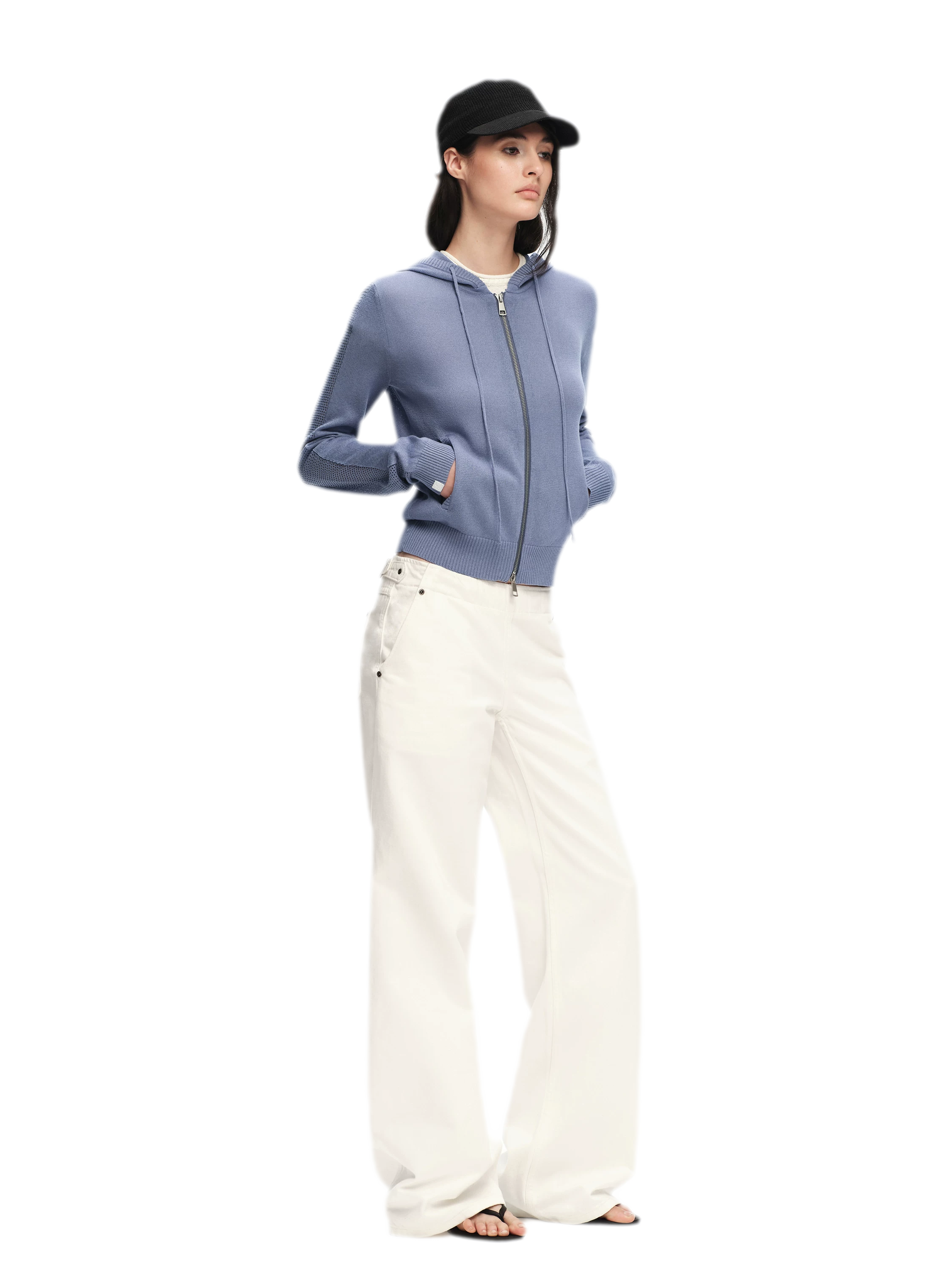 Viscose Honeycomb Hooded Cardigan