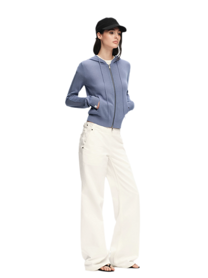 Viscose Honeycomb Hooded Cardigan