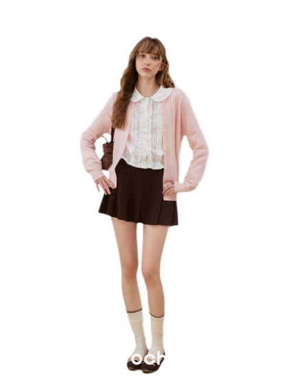 Textured Ruffle Cropped Shirt