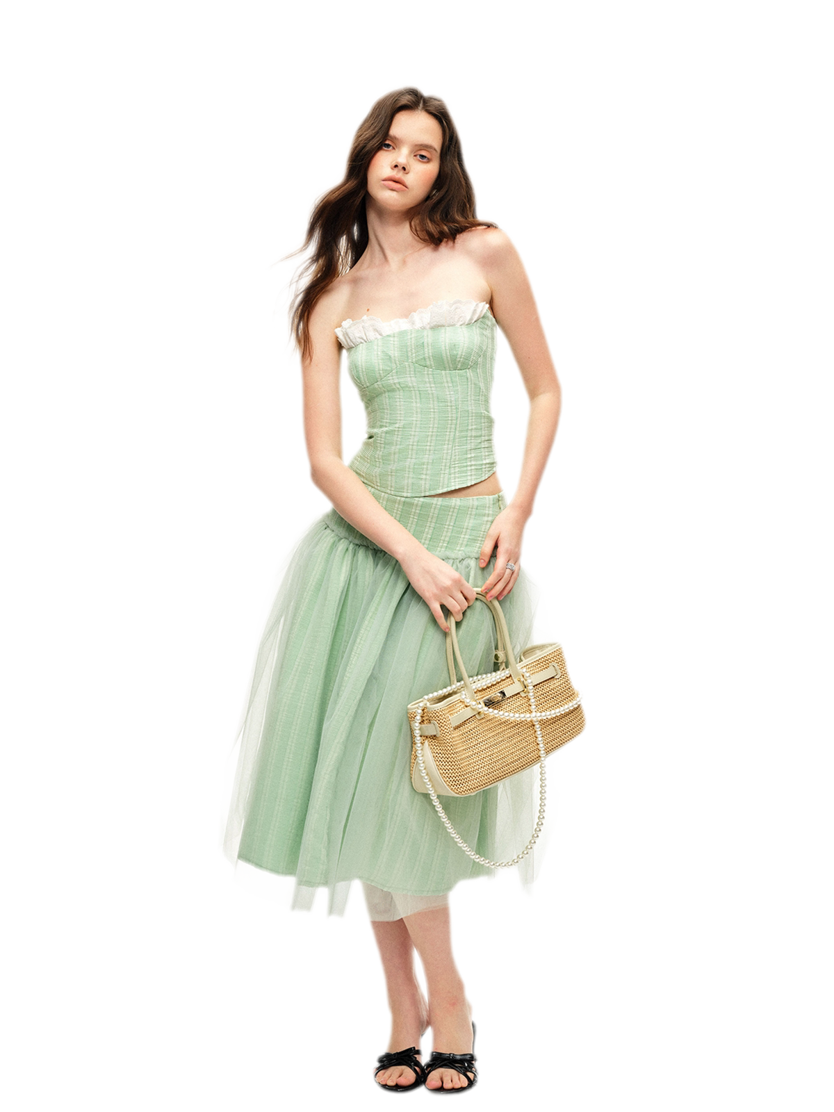 Striped Ruffle Bustier Set
