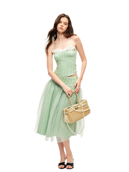 Striped Ruffle Bustier Set