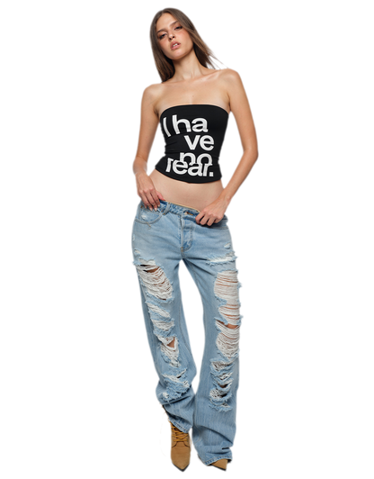 Frayed Straight-Leg Jeans