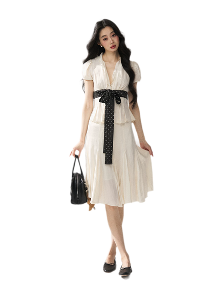 Tie Waist V Neck Tee