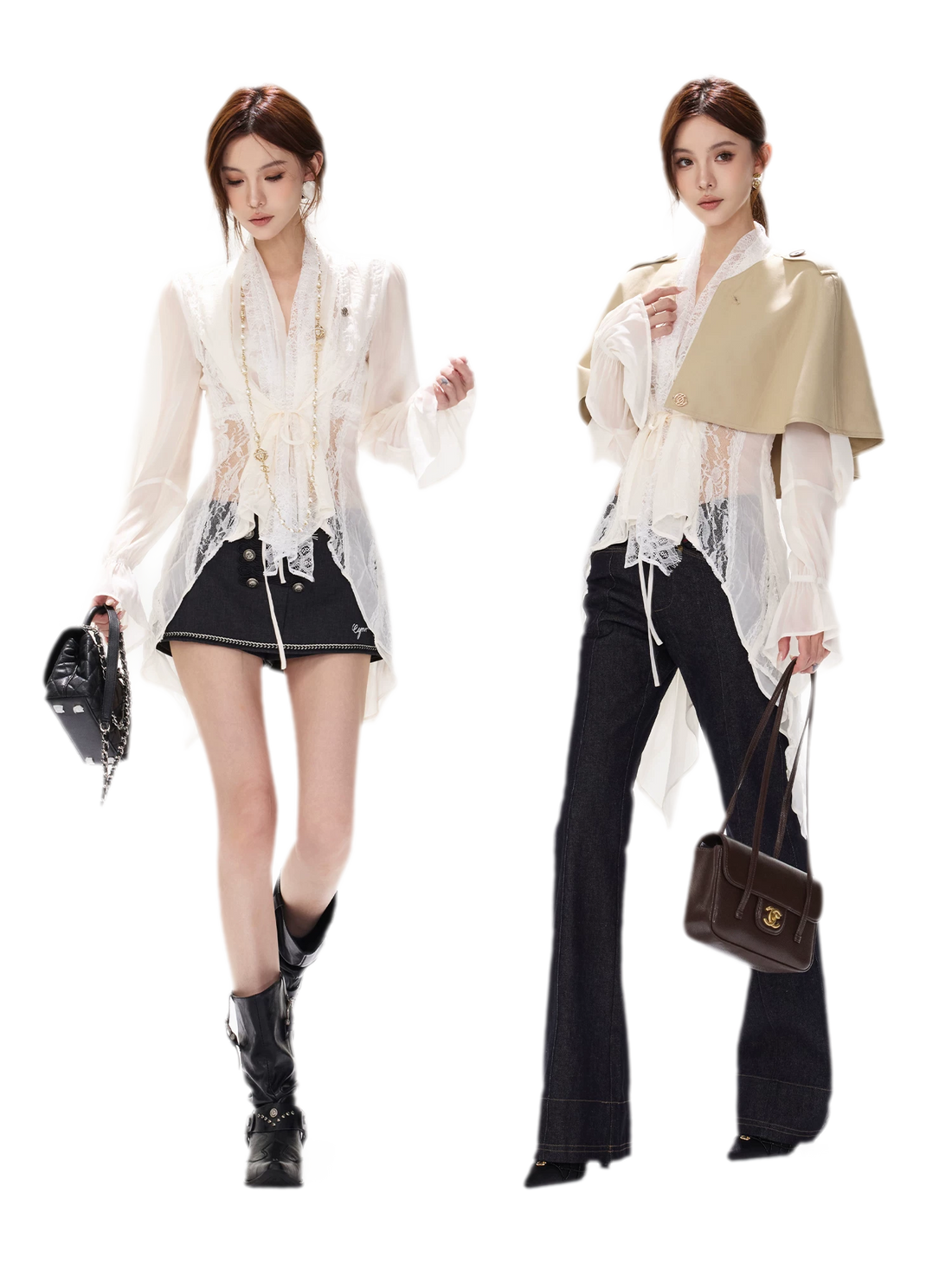 Lace Wrap Swallowtail Blouse