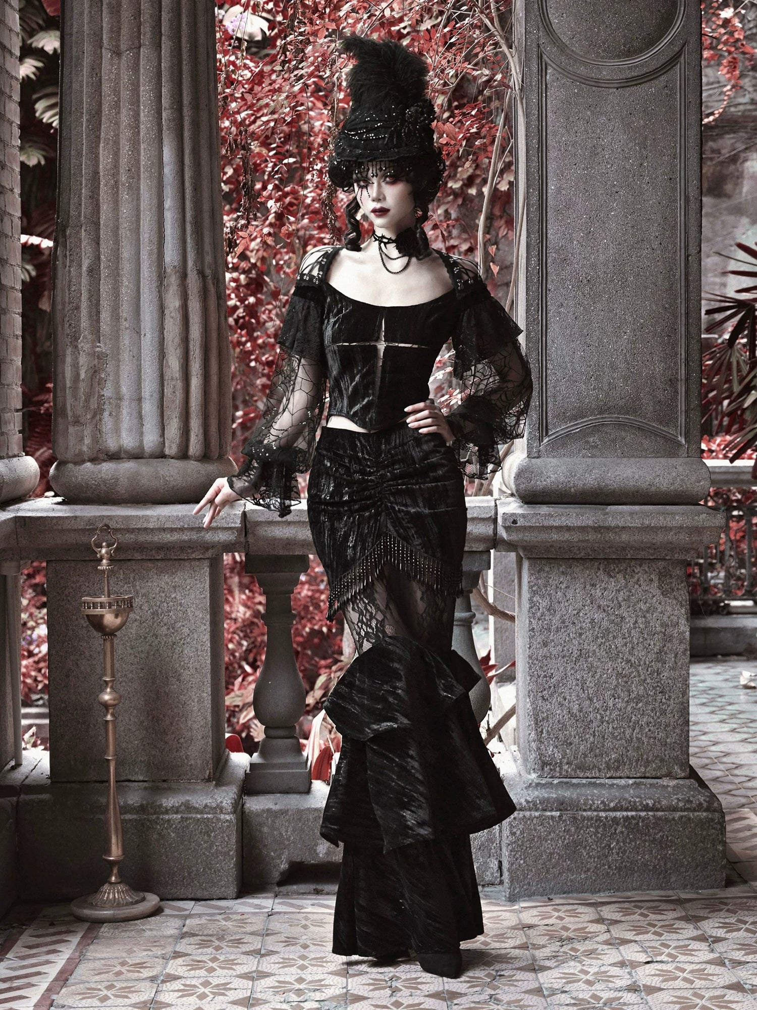 Embossed Velvet Gothic Blouse