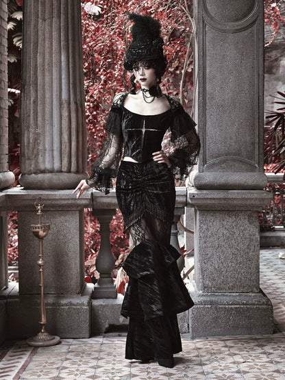 Embossed Velvet Gothic Blouse