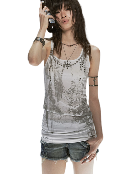 Tribal Feather Chain Cami