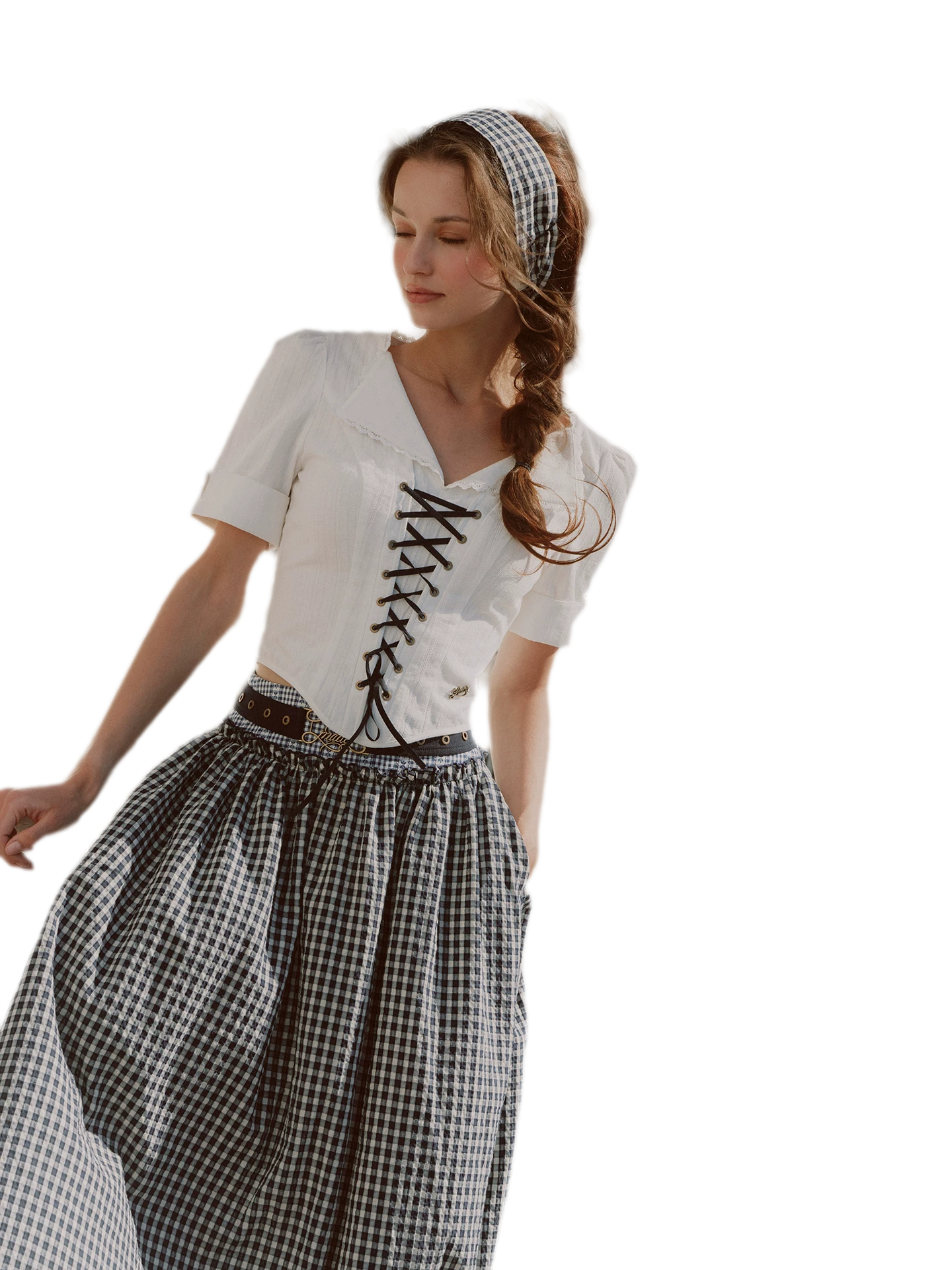 Jacquard Sailor Collar Skirt Set