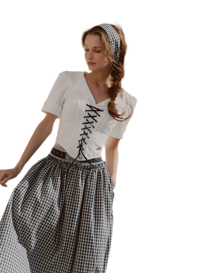 Jacquard Sailor Collar Skirt Set
