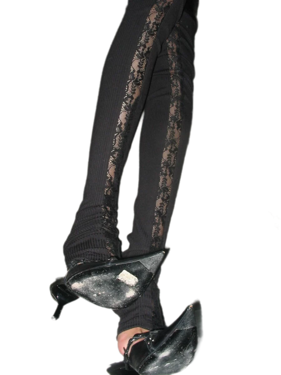 Lace Panel Overknee Socks