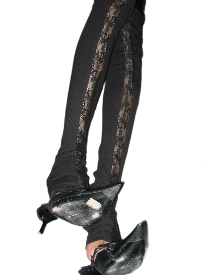 Lace Panel Overknee Socks