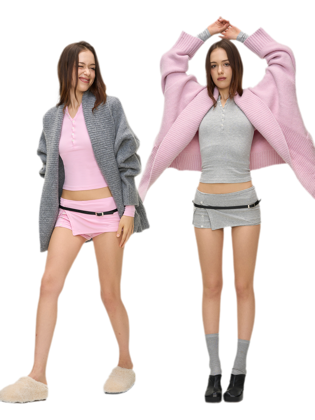 Ribbed Button Trim Set