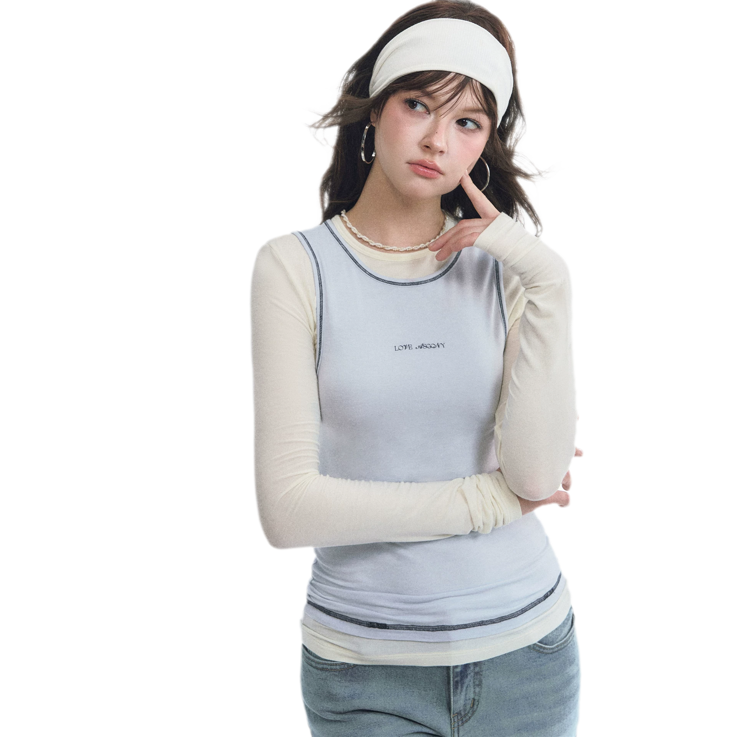Contrast Trim Layered T-Shirt