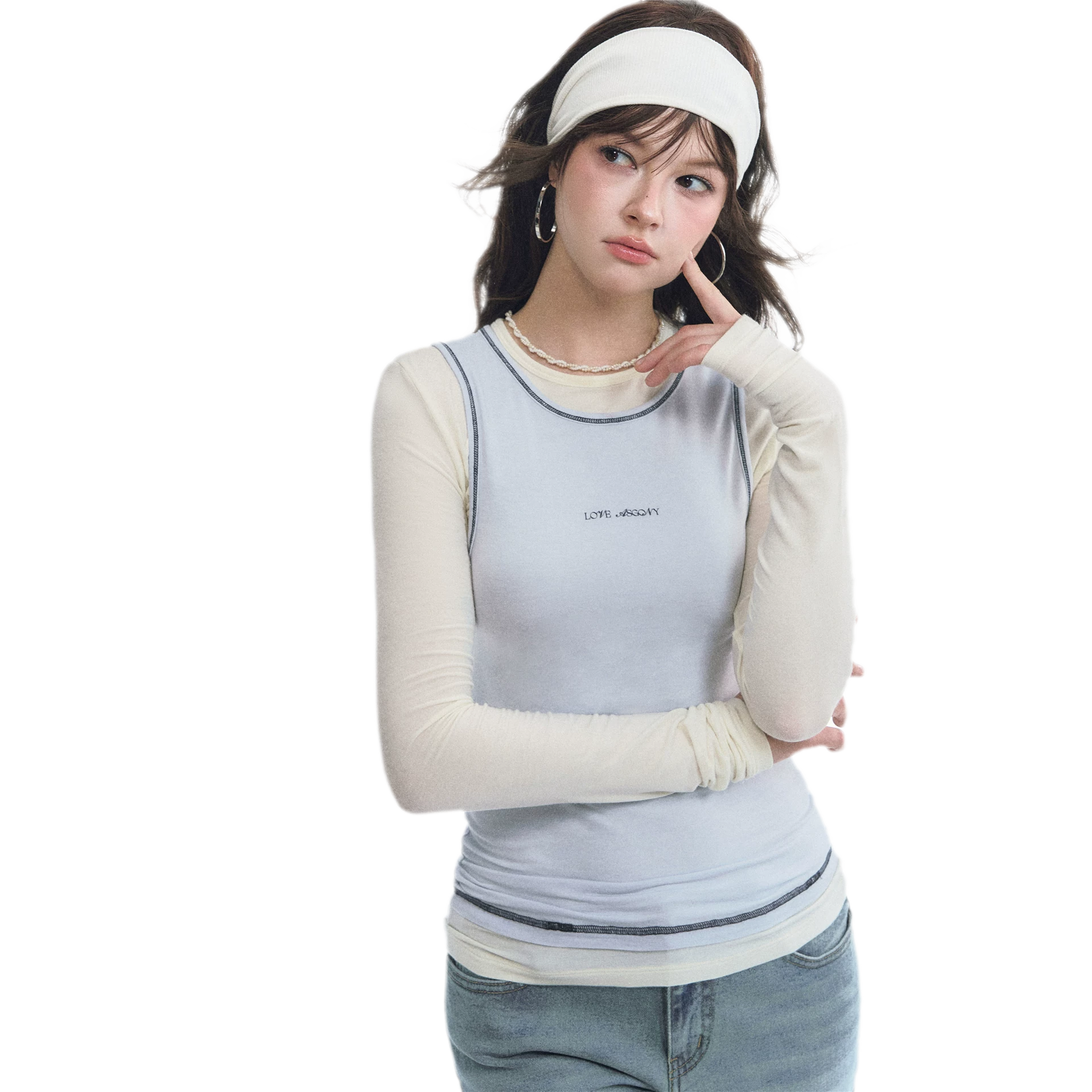 Contrast Trim Layered T-Shirt
