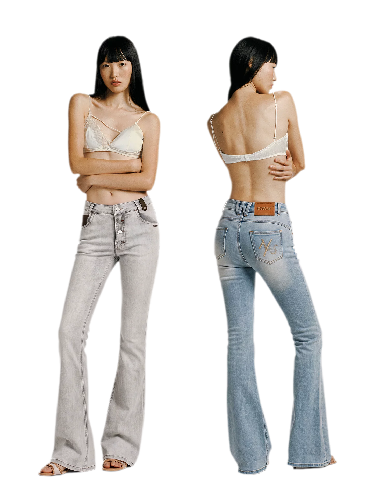 Contrast Wash Slim Flare Jeans