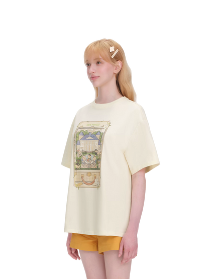 Unisex Bear Manor Party Illustration Loose T-shirt
