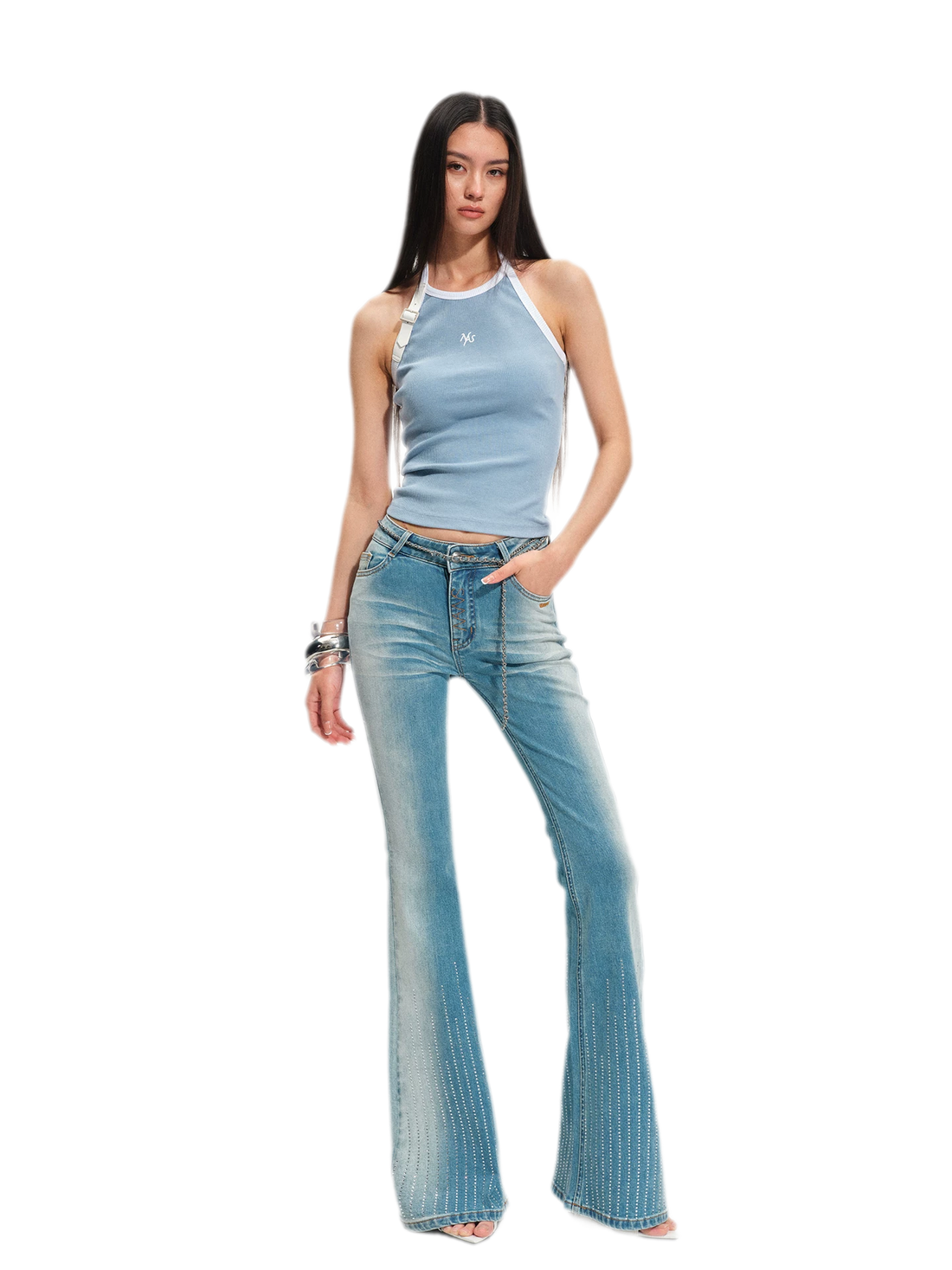 Shimmer Micro-Flare Jeans