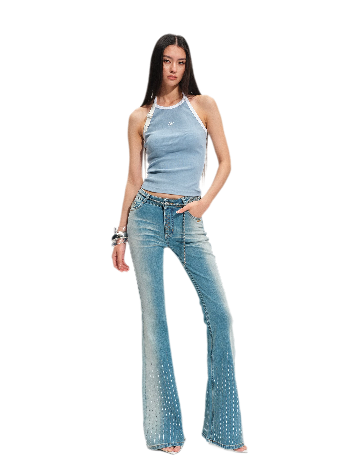 Shimmer Micro-Flare Jeans