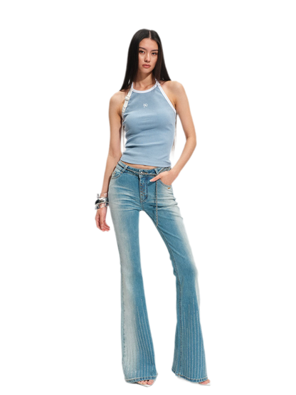 Shimmer Micro-Flare Jeans