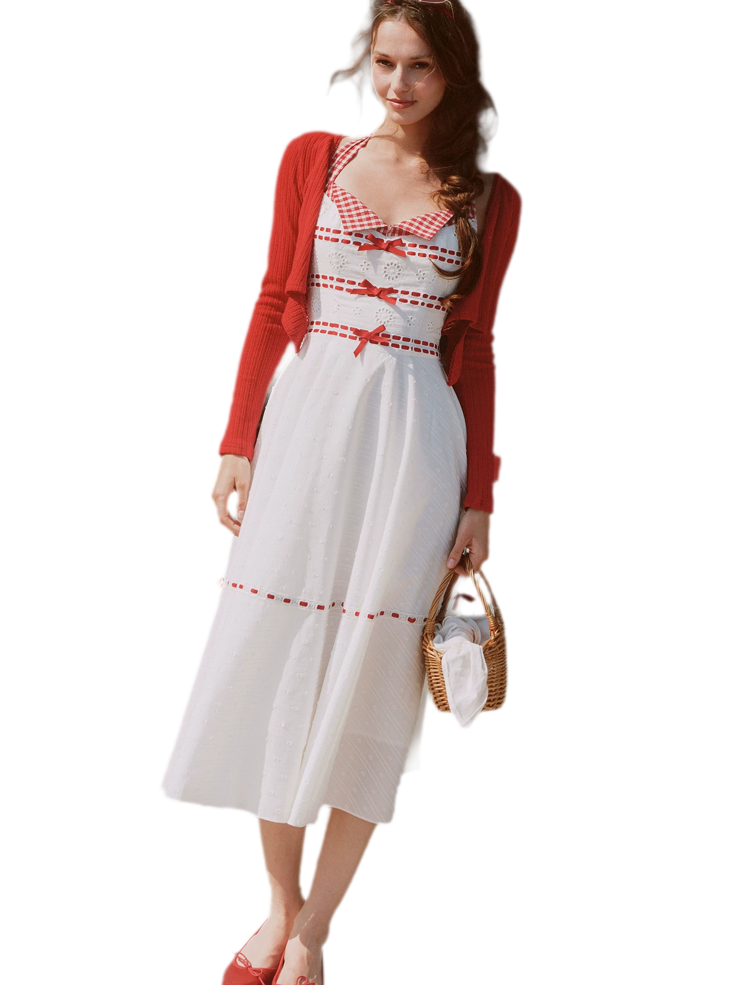 Cotton Embroidered Halter Dress