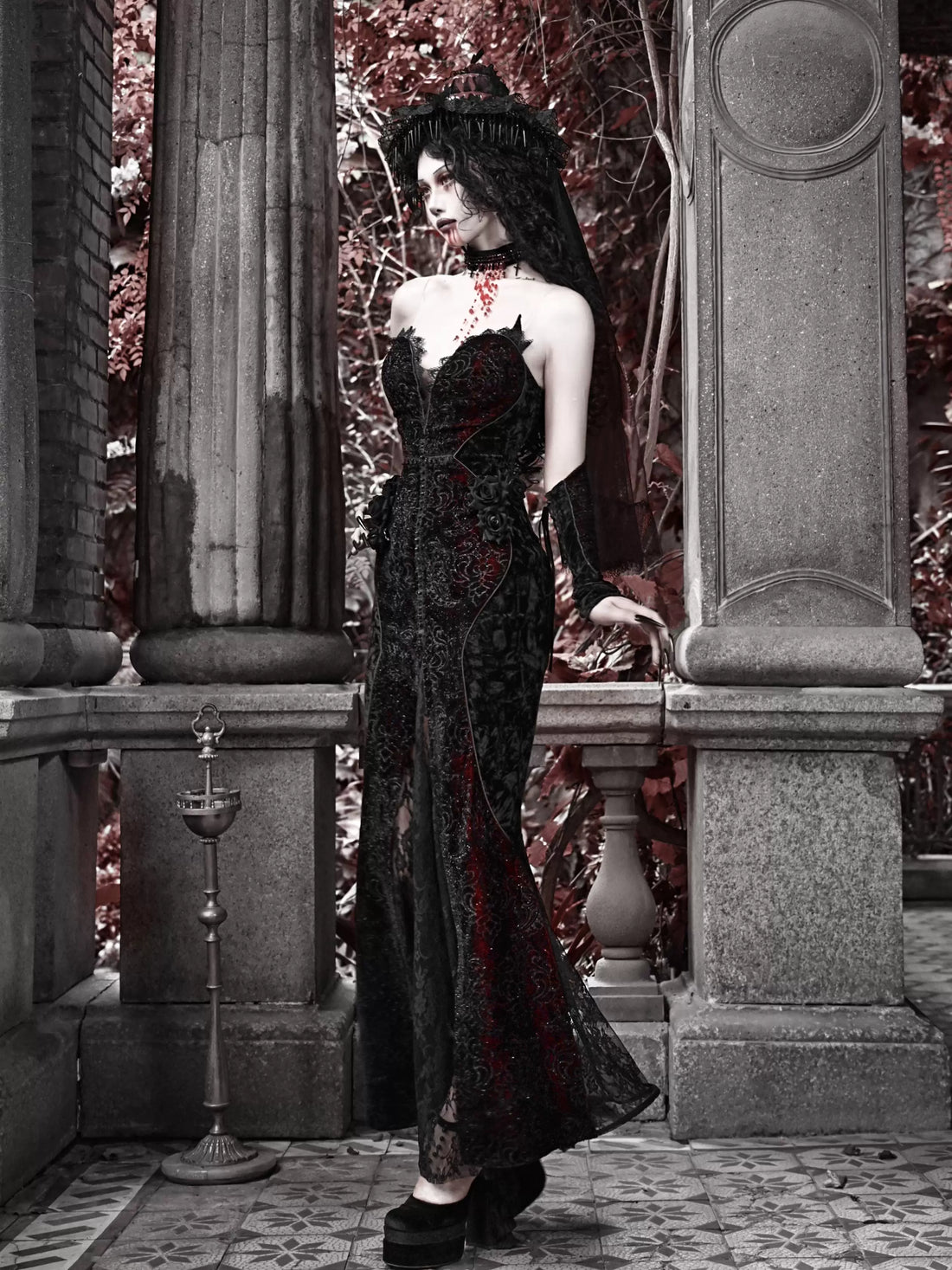 Velvet Gothic Mermaid Dress