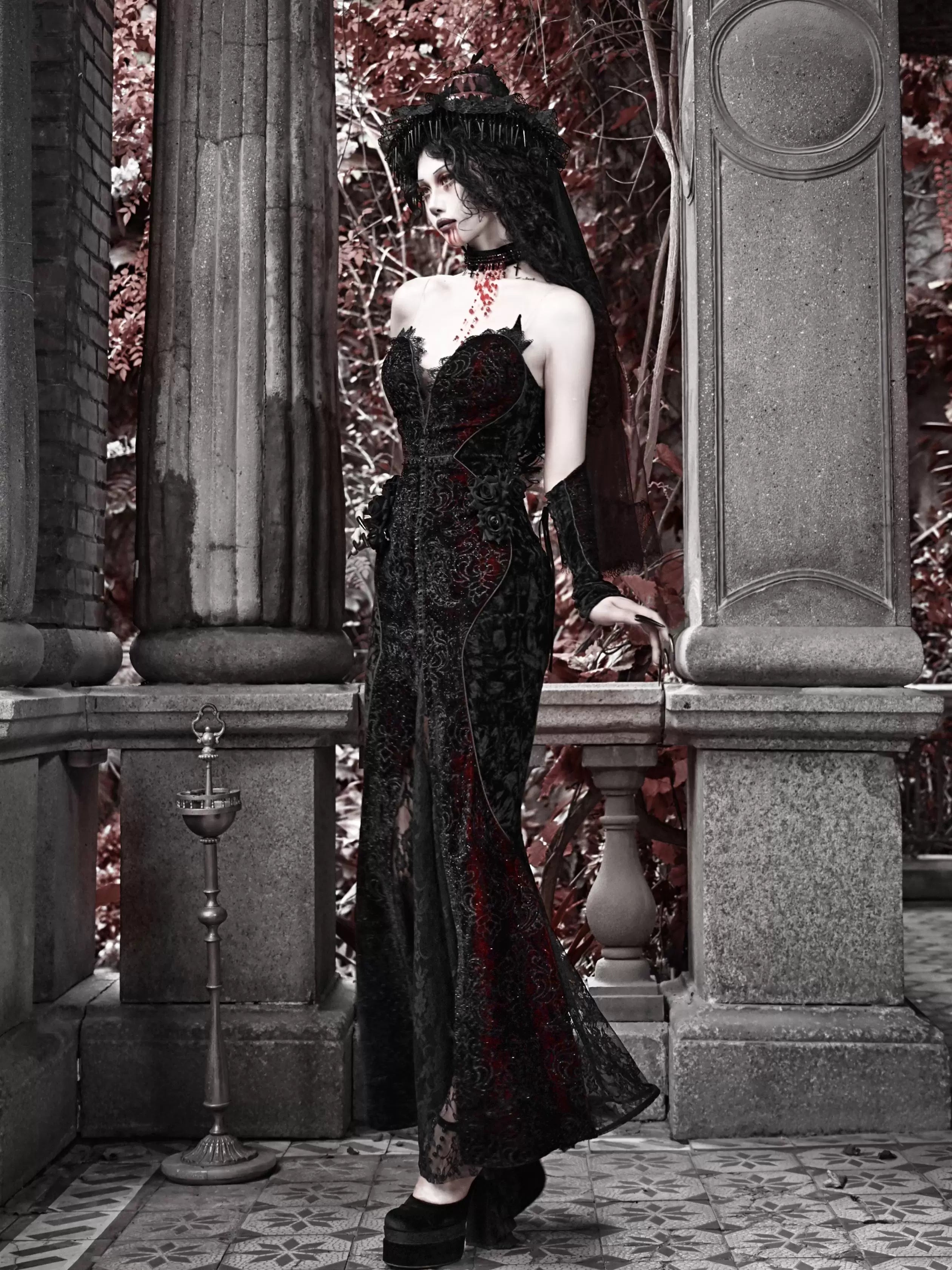 Velvet Gothic Mermaid Dress