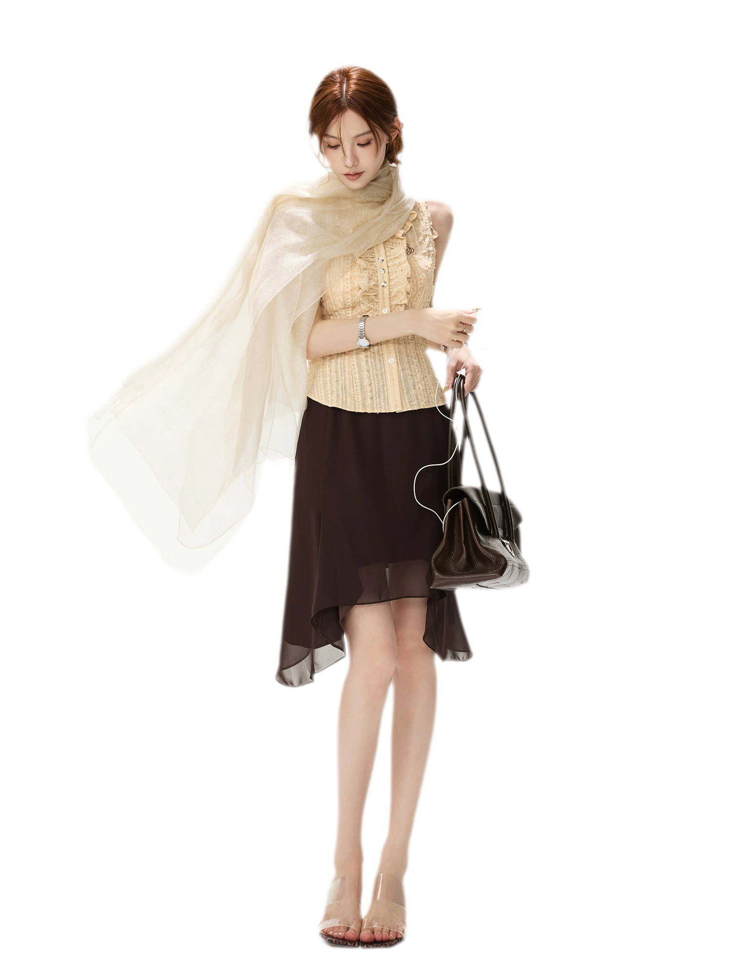 Drapey Asymmetrical Midi Skirt