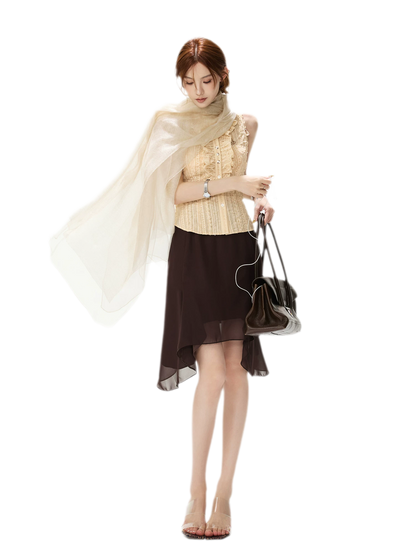 Drapey Asymmetrical Midi Skirt