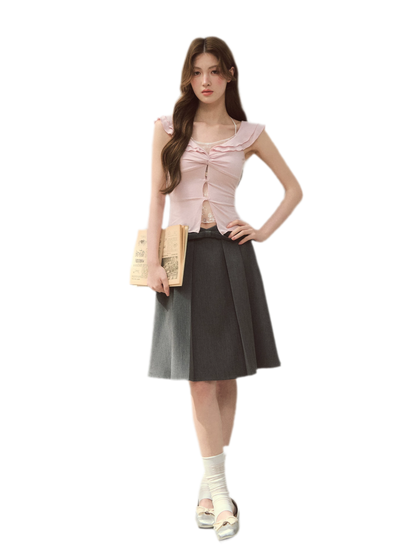Ruffle Knot Fitted Top