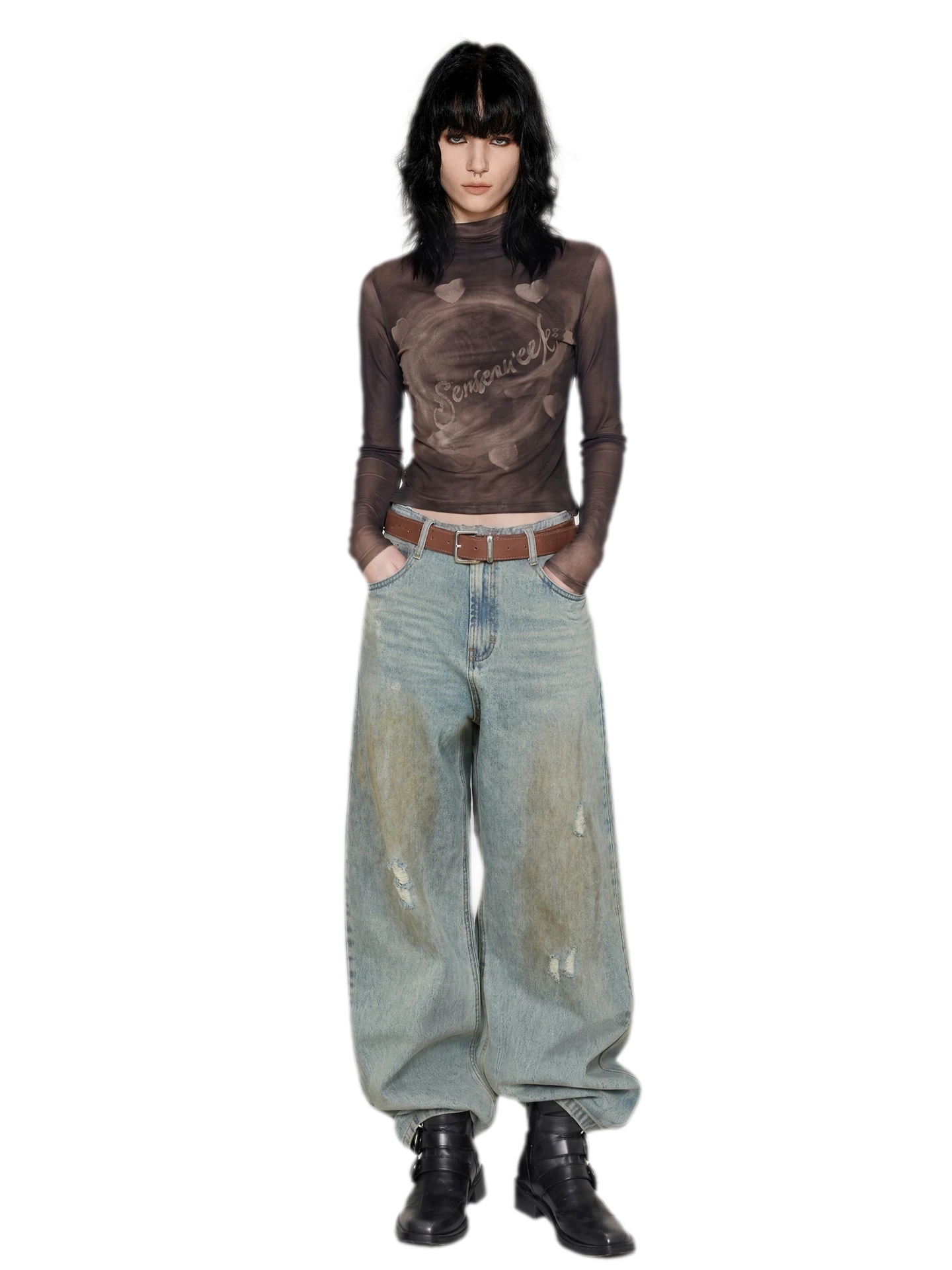 Gradient Eclipse Mesh Turtleneck