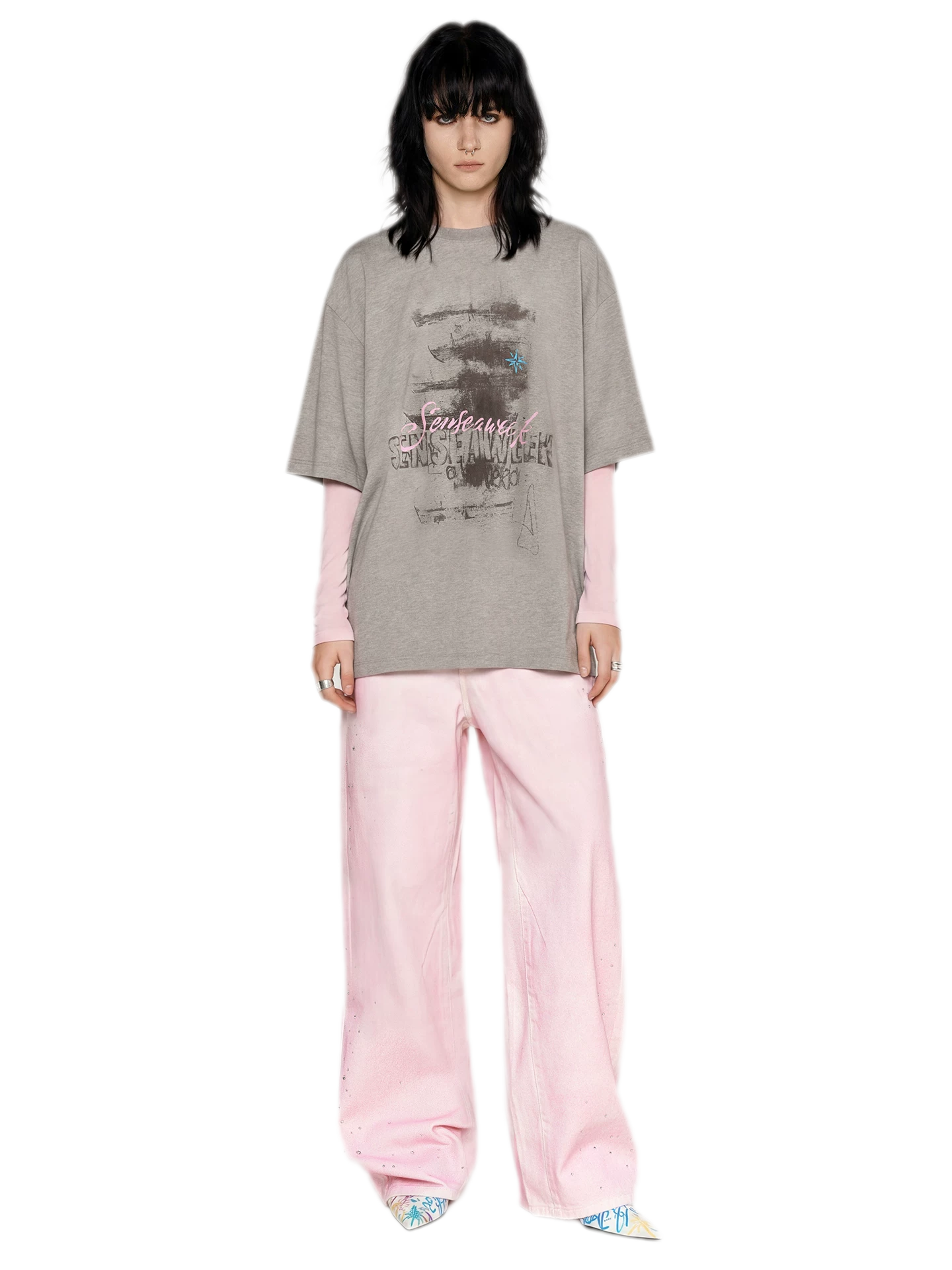 Cotton Rhinestone Graphic T-Shirt