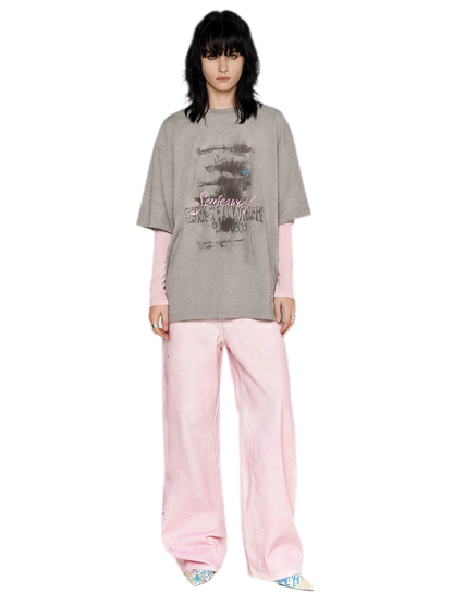 Cotton Rhinestone Graphic T-Shirt