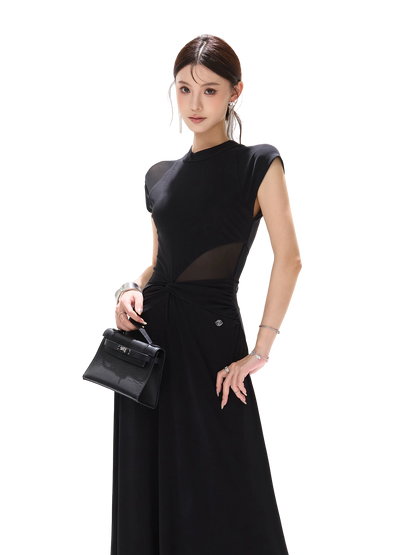 Black Swan Prologue Knot Mesh Sleeve Waist Dress