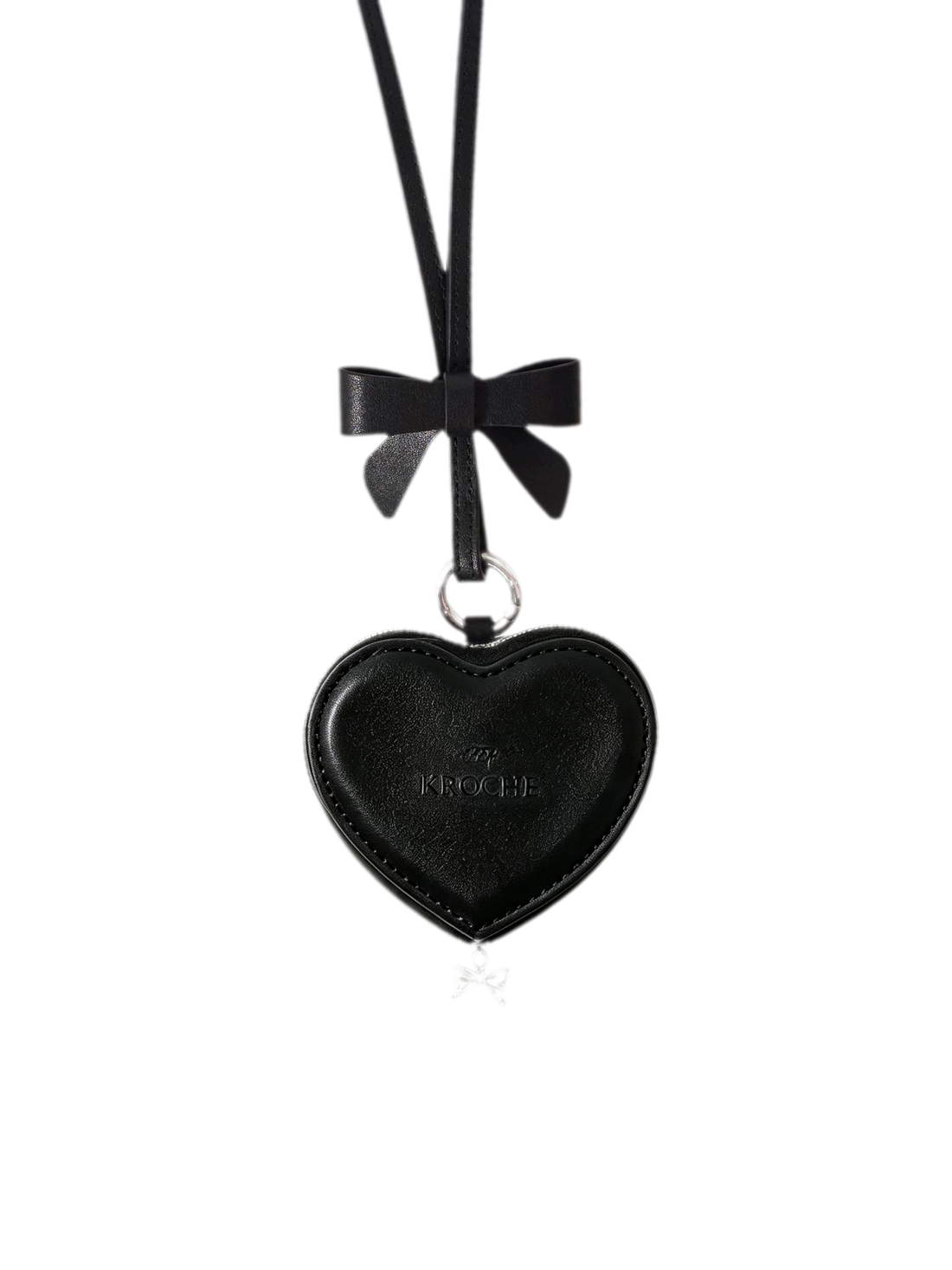 Embossed Heart Leather Earbud Bag
