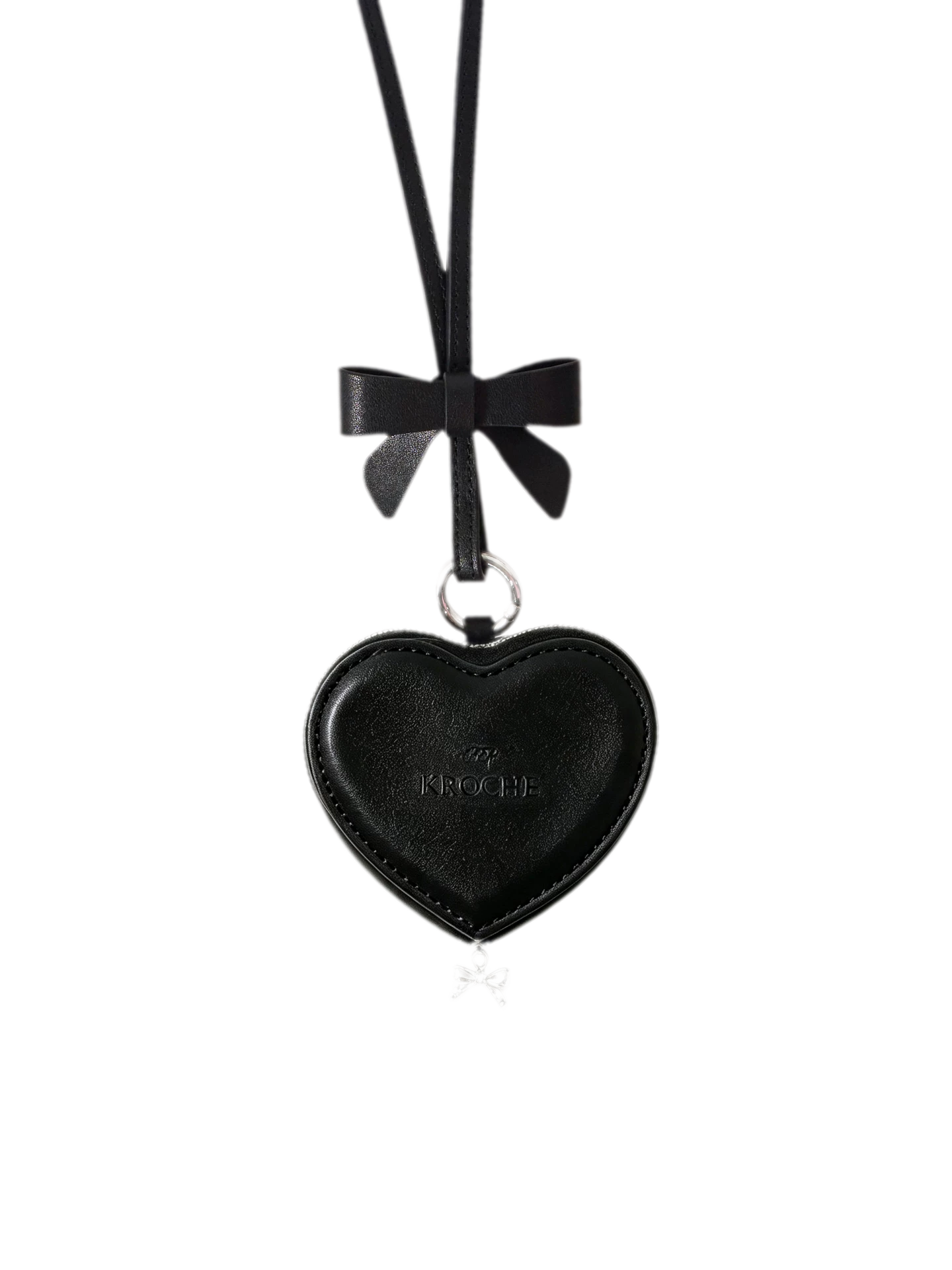 Embossed Heart Leather Earbud Bag