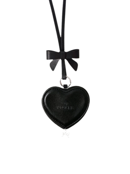 Embossed Heart Leather Earbud Bag