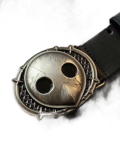 Molded Alloy Buckle Leather Belt