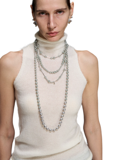 Silver Pearl Layered Necklace