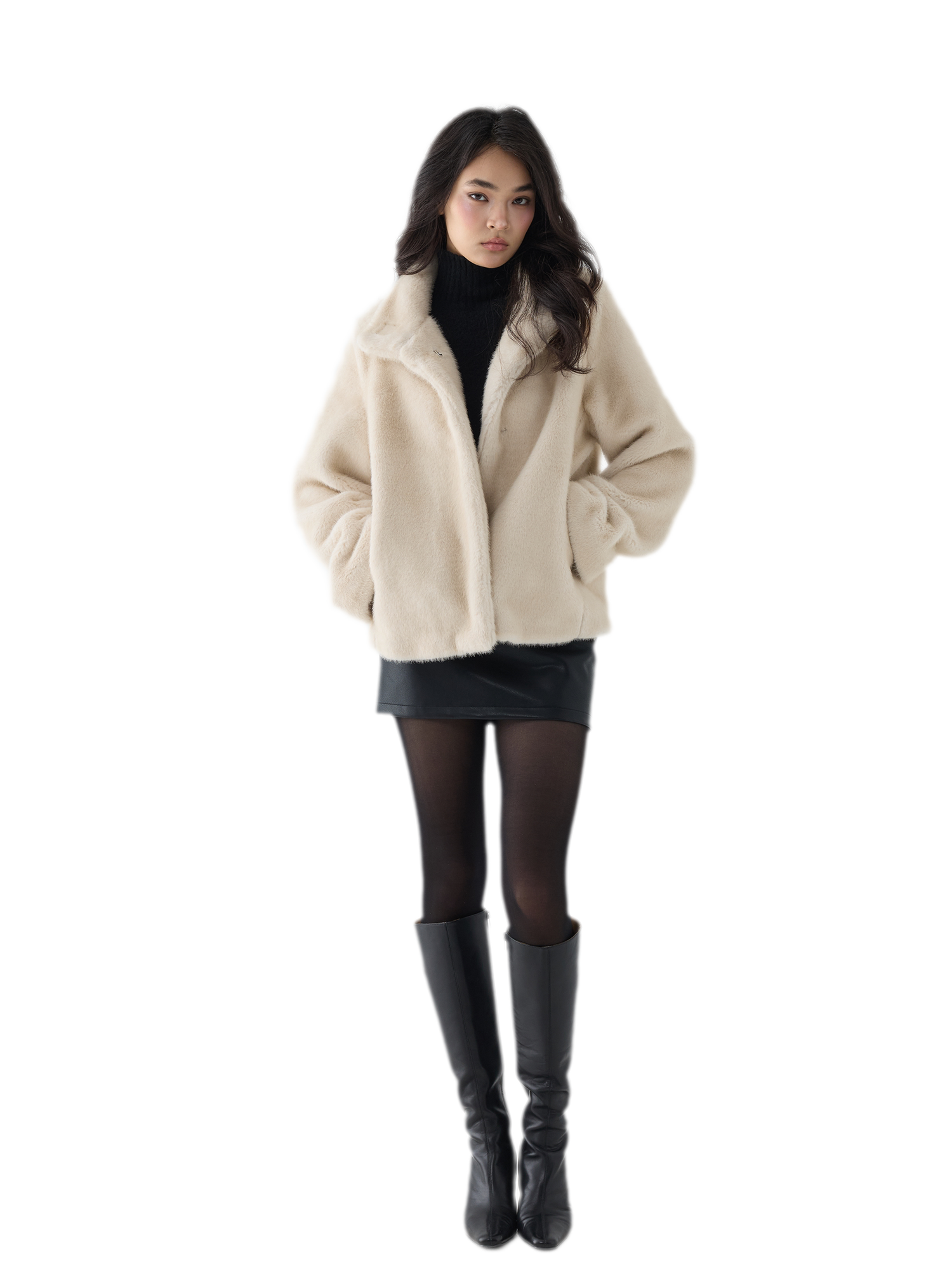 Eco-Friendly Cropped Faux Fur Jacket