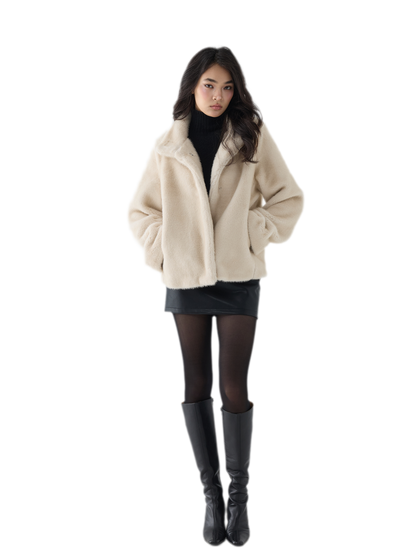 Eco-Friendly Cropped Faux Fur Jacket