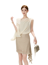 CYNR Sheer Drape Off-Shoulder Dress – view 2