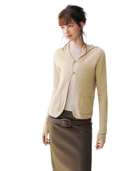 Cardigan en maille à capuche moucheté