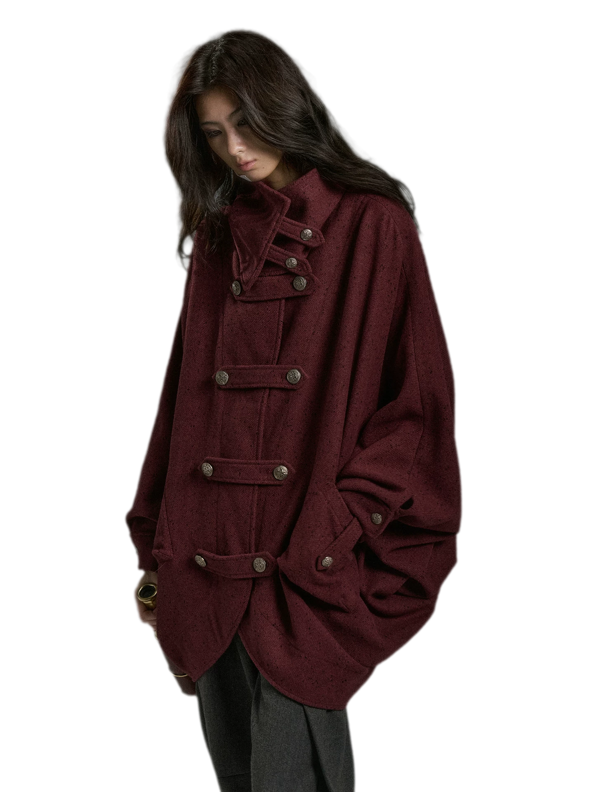 Double-Sided Batwing Wool Coat — Load image 2 in gallery view