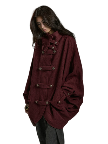 Double-Sided Batwing Wool Coat