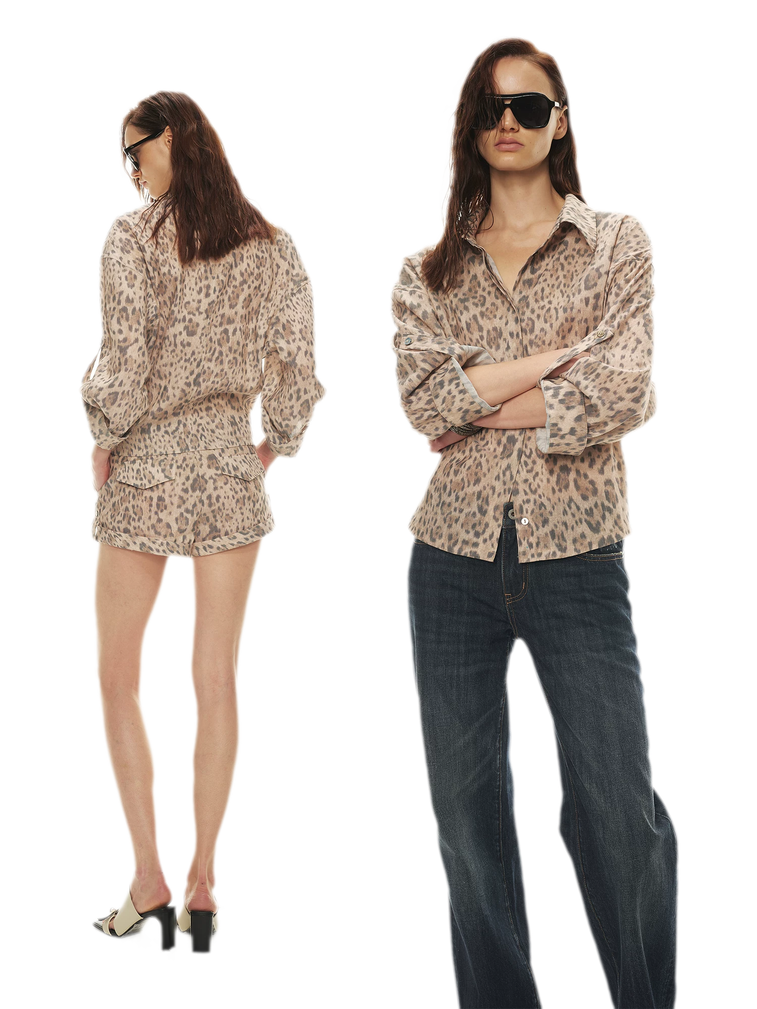Tencel Linen Leopard Print Shirt &amp; Short