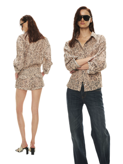 Tencel Linen Leopard Print Shirt &amp; Short